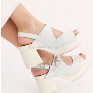 FREE PEOPLE Belem's Platform Wooden White platform sandals 40